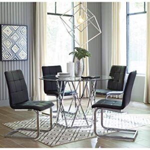 Signature Design by Ashley Madanere Round Contemporary Dining Room Table, Chrome Finish