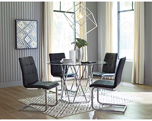 Signature Design by Ashley Madanere Round Contemporary Dining Room Table, Chrome Finish