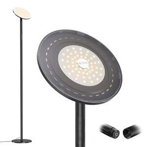 trond led floor lamp for bedroom - 30w 5000 lm super bright modern standing lamps for living room, touch control 5-level dimmable, 3000k warm white light, 30 mins timer tall floor lamp for office home