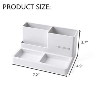 Citmage Desk Organizer Caddy with 5 Compartments Office Workspace Desktop Holder Plastic Stationery Storage Box for Pencils,Markers,Erasers,Pens (7.1" x4.8" x3.6")(Ivory White)