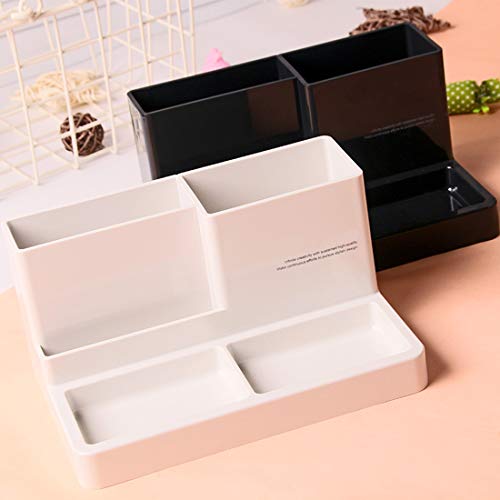 Citmage Desk Organizer Caddy with 5 Compartments Office Workspace Desktop Holder Plastic Stationery Storage Box for Pencils,Markers,Erasers,Pens (7.1" x4.8" x3.6")(Ivory White)
