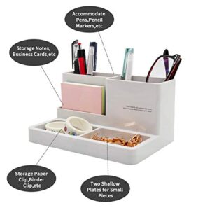 Citmage Desk Organizer Caddy with 5 Compartments Office Workspace Desktop Holder Plastic Stationery Storage Box for Pencils,Markers,Erasers,Pens (7.1" x4.8" x3.6")(Ivory White)