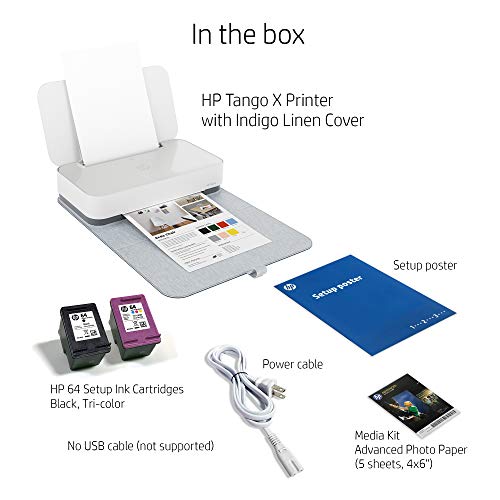 HP Tango X Smart Wireless Printer with Indigo Linen -cover – Mobile Remote Print, Scan, Copy, HP Instant Ink (3DP64A)