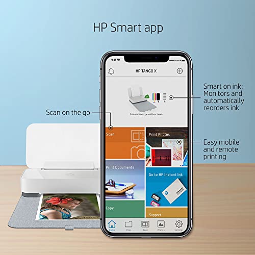 HP Tango X Smart Wireless Printer with Indigo Linen -cover – Mobile Remote Print, Scan, Copy, HP Instant Ink (3DP64A)