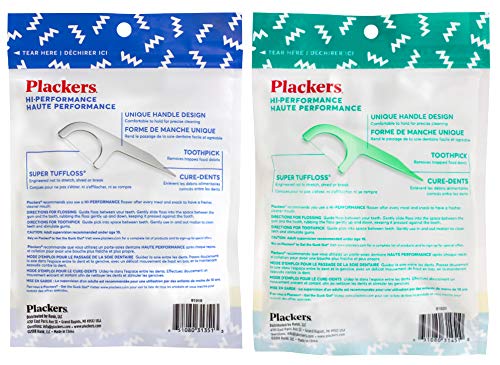 Plackers Hi Performance Original 60 Dental Flossers in Bundle with Plackers Hi Performance Mint 60 Dental Flossers