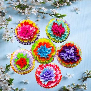 Cinco De Mayo Decorations Fiesta Tissue Pom Paper Flowers - Mexican Carnival Rainbow Theme Party Supplies 16" (Set of 12)