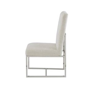 Madison Park Junn Dining Chairs - High Back, Soft Modern Luxe Accent Furniture, Sturdy Chrome Metal Legs Kitchen-Stool, All Cushion Deep Seating, 19"W x 26"D x 40"H, Natural