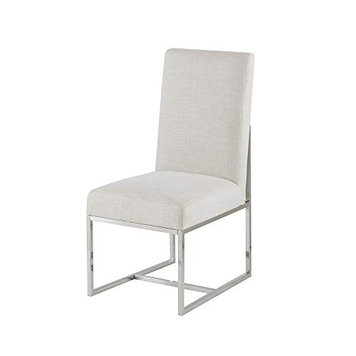 Madison Park Junn Dining Chairs - High Back, Soft Modern Luxe Accent Furniture, Sturdy Chrome Metal Legs Kitchen-Stool, All Cushion Deep Seating, 19"W x 26"D x 40"H, Natural