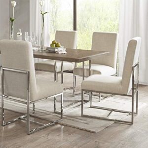 Madison Park Junn Dining Chairs - High Back, Soft Modern Luxe Accent Furniture, Sturdy Chrome Metal Legs Kitchen-Stool, All Cushion Deep Seating, 19"W x 26"D x 40"H, Natural