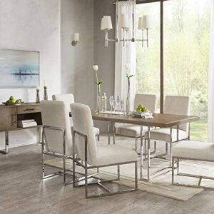 Madison Park Junn Dining Chairs - High Back, Soft Modern Luxe Accent Furniture, Sturdy Chrome Metal Legs Kitchen-Stool, All Cushion Deep Seating, 19"W x 26"D x 40"H, Natural