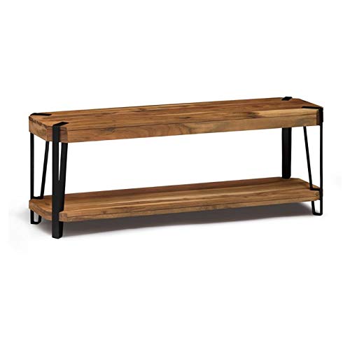 Alaterre Furniture Ryegate Natural Live Edge Solid Wood with Metal 48" Bench