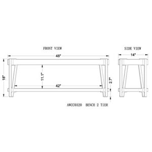 Alaterre Furniture Ryegate Natural Live Edge Solid Wood with Metal 48" Bench