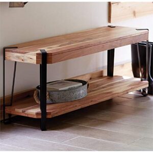 Alaterre Furniture Ryegate Natural Live Edge Solid Wood with Metal 48" Bench