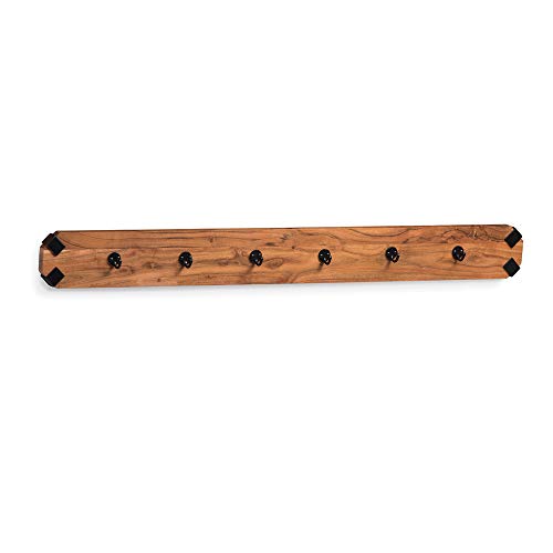 Alaterre Furniture Ryegate Solid Wood with Metal Wall, Natural Coat Hooks