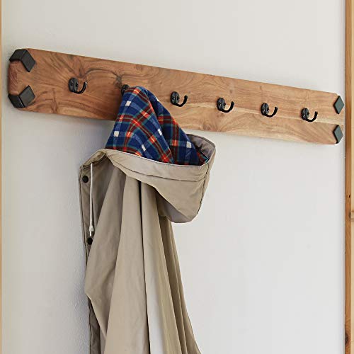 Alaterre Furniture Ryegate Solid Wood with Metal Wall, Natural Coat Hooks