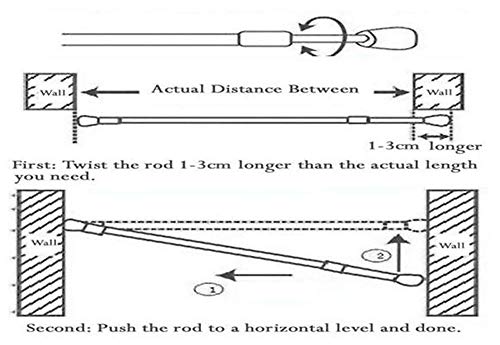 Wellgoods 1 Piece Small Spring Curtain Tension Rods Adjustable Extendable Rod for Cupboard Bathroom Window Closet -15.7 to 27.5 Inches
