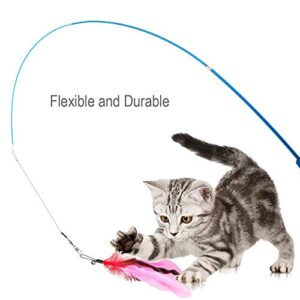 JIARON Cat Toys Feather Toy, 2PCS Retractable Cat Wand Toys and 10PCS Replacement Teaser with Bell Refills, Interactive Catcher Teaser and Funny Exercise for Kitten or Cats.