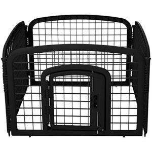 amazon basics 4-panel plastic pet pen fence enclosure with gate - 35 x 35 x 24 inches, black