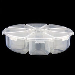 ALL in ONE 3pcs Round Clear Plastic Storage Box Bead Organizer Display Containers (10X2.5cm 8 Grids)