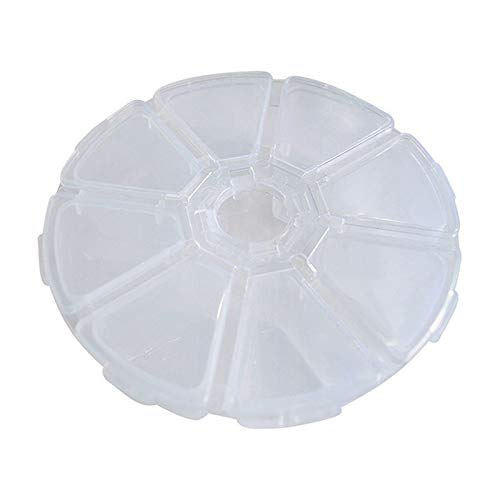 ALL in ONE 3pcs Round Clear Plastic Storage Box Bead Organizer Display Containers (10X2.5cm 8 Grids)