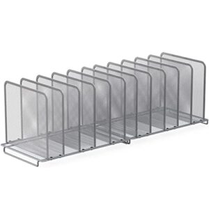 2 Pack - SimpleHouseware 5 Section Upright File Sorter Organizer, Silver