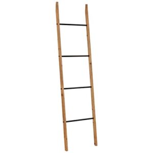 amazon brand – rivet contemporary fir decorative blanket ladder with iron rungs - 71.65" height, black and natural wood