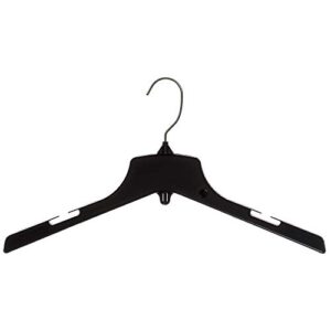 mainetti 3328 heavy duty black plastic hangers with standard rotating metal hook, great for jackets/coats/outerwear, 17-inch (value pack of 100)