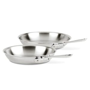 all-clad d3 3-ply stainless steel 2 piece fry pan set 10, 12 inch induction oven broil safe 600f pots and pans, cookware