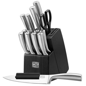 chicago cutlery malden 16 piece stainless steel kitchen knife block set, stainless steel blade that resist rust, stains, and pitting