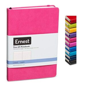 ernest notes lined journal, hardcover notebook for work, lined notebook journal for writing a5 medium 5.5 x 8 inches, 256 pages (pink, ruled)