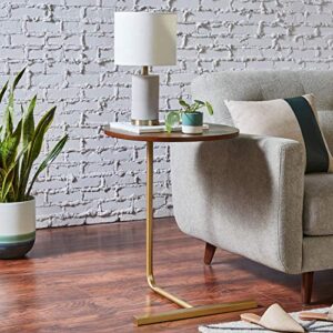 Amazon Brand – Rivet Modern End Table, 19.3 Inch Width, Natural and Gold