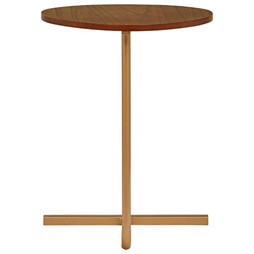 Amazon Brand – Rivet Modern End Table, 19.3 Inch Width, Natural and Gold