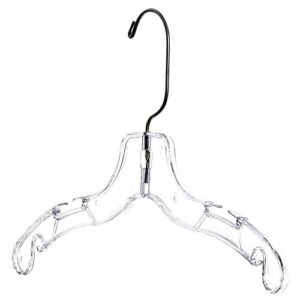 Mainetti 5075 Clear Plastic Hangers With 360 Swivel Metal Hook And Notches For Straps, Great For Children's Shirts/Tops/Dresses, 12-Inch (Value Pack Of 100)