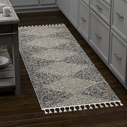 Amazon Brand – Rivet Contemporary Polypropylene Rug, 96" x 30", Ivory