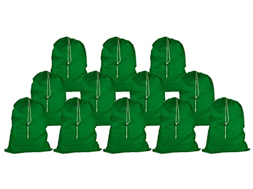 Nylon Laundry Bags Bulk 30" X 40" – Pack of 12 bags, for Heavy Duty Use, College Laundry Bags, Laundromats and Household Storage, machine washable - Made in the USA (Green)