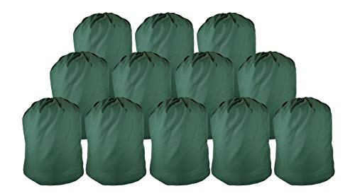 Nylon Laundry Bags Bulk 30" X 40" – Pack of 12 bags, for Heavy Duty Use, College Laundry Bags, Laundromats and Household Storage, machine washable - Made in the USA (Green)