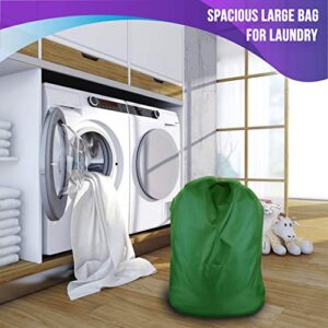 Nylon Laundry Bags Bulk 30" X 40" – Pack of 12 bags, for Heavy Duty Use, College Laundry Bags, Laundromats and Household Storage, machine washable - Made in the USA (Green)