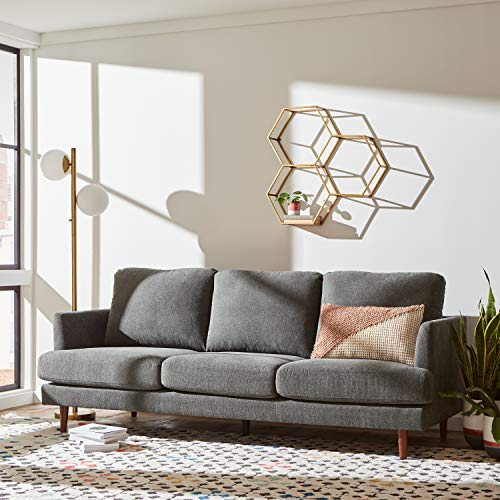 Amazon Brand – Rivet Modern Hexagon Honeycomb Floating Wall Shelf Unit with Glass Shelves - 28" x 28" x 6", Gold