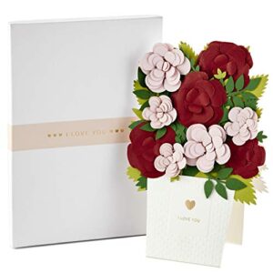hallmark signature paper craft flowers displayable bouquet anniversary card, valentines day card, love card (i love you)