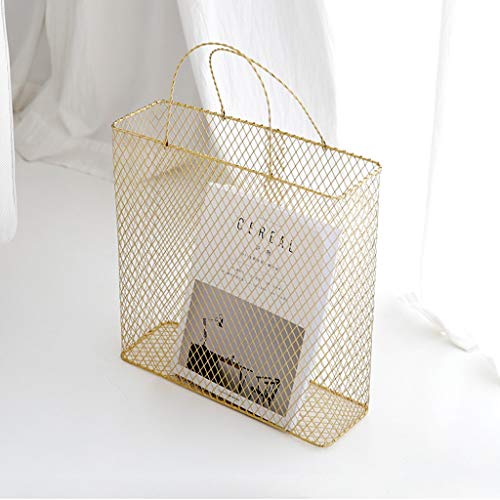 Newspaper Baskets Magazine Rack, Living Room Wall Magazine Rack Magazine Storage Rack Multi-Function Rack Storage Rack Desktop Finishing Rack (Color : Gold, Size : 30 * 30 * 10.5cm)