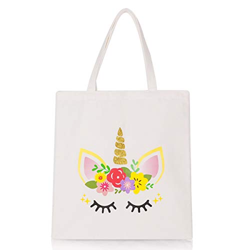 Kreatwow Unicorn Tote Bag - Reusable Canvas Shopping Grocery School Bag Unicorn Gift for Girls Women