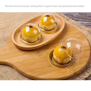 EchoDone 50 Set Clear Plastic Mini Cupcake Boxes Muffin Pod Dome Muffin Single Container Box Wedding Birthday Boxes (Gold)