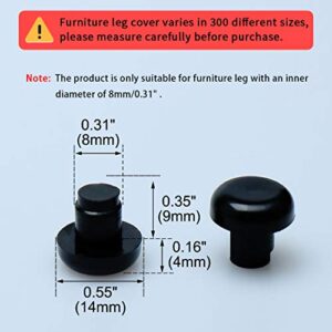 uxcell 100pcs 8mm Black Stem Bumpers Glide, Patio Outdoor Furniture Glass Table Desk Top Anti-Collision Embedded