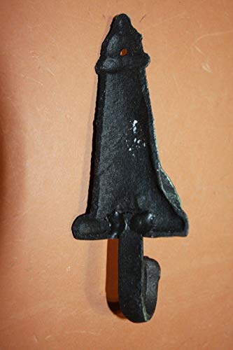 Antiqued Look Lighthouse Bath Hooks Bronze Look Cast Iron, 6", Set of 2, N-56B