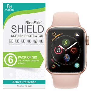 rinogear (6-pack screen protector for apple watch 40mm screen protector iwatch series 6 5 4 se 2 se2 case friendly accessories flexible full coverage clear tpu film