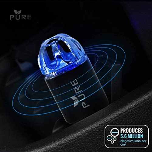 Car Air Purifier Premium Air Ionizer & Car Charger Accessory w/ Dual USB Ports - Quick Charge 3.0 - Eliminate Allergens Bad Odor Pet Smell Smoke Pollen Mold Bacteria Viruses PM2.5 & VOCs Deodorizer (Black)