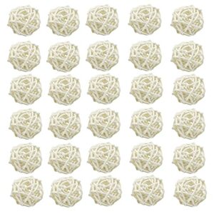 qingbei rina 30 pcs white decorative balls for centerpiece bowls, cream wicker rattan balls for decorating, decorative orbs twig spheres vase fillers, summer wedding decorations, 1.5 inch