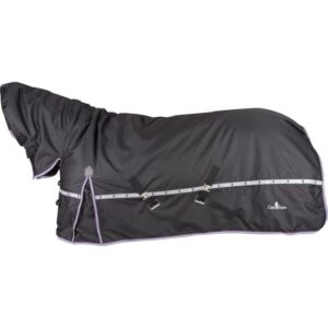 classic equine 10k cross trainer winter blanket with hood, black, large