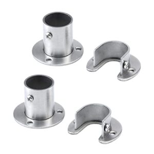 antrader 4-pack wardrobe bracket stainless steel closet rod end supports closet pole sockets flange rod holder set with screws, 1 inch diameter, u-shaped + o shaped