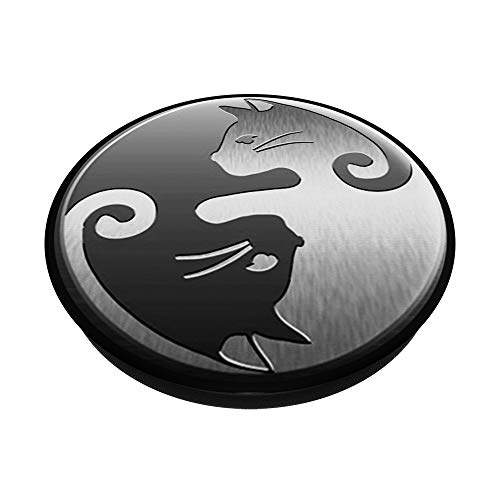 Yin Yang Lucky Silver Cats Popsocket PopSockets PopGrip: Swappable Grip for Phones & Tablets